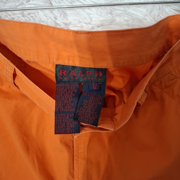 Ralph Lauren Removable Leg Utility Cargo Capri Pants Cargo Pockets Orange Sz 12 - Picture 10 of 11